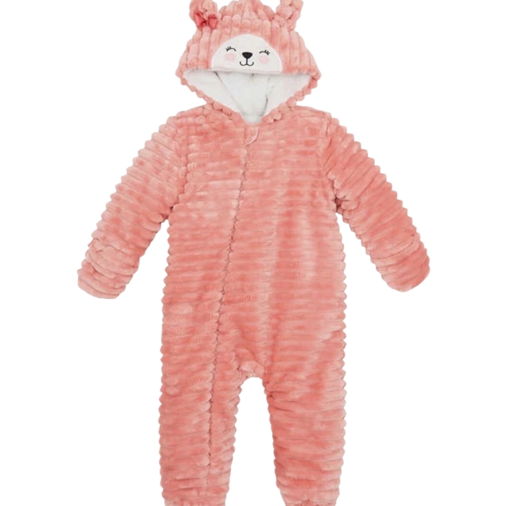 Koala Kids Fuzzy Pink/Peach Warm One Piece Suit 9-12M